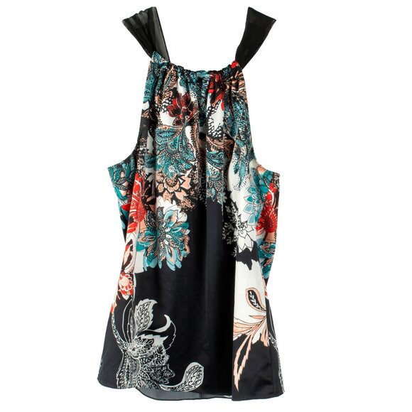 Tahari Tops - TAHARI Floral Halter Top Ribbon Neck Tie Small